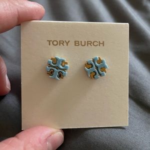 Tory Burch blue and gold stud earring!